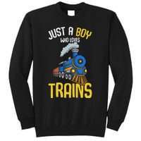 Just A Boy Who Loves Trains Locomotive Train Tall Sweatshirt