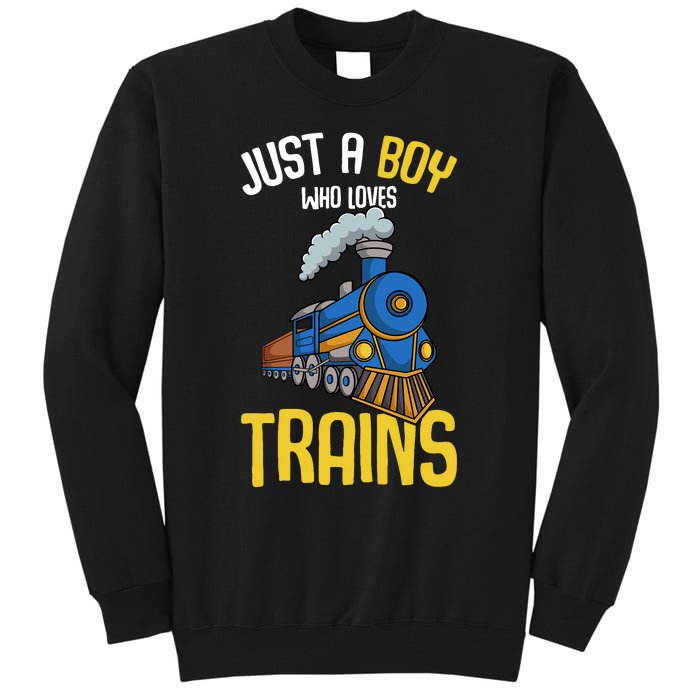 Just A Boy Who Loves Trains Locomotive Train Tall Sweatshirt