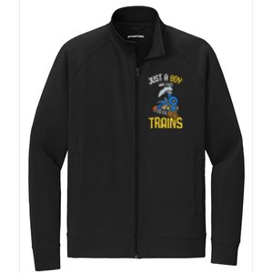 Just A Boy Who Loves Trains Locomotive Train Stretch Full-Zip Cadet Jacket