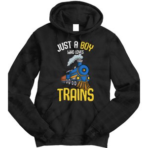 Just A Boy Who Loves Trains Locomotive Train Tie Dye Hoodie