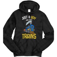 Just A Boy Who Loves Trains Locomotive Train Tie Dye Hoodie