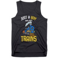 Just A Boy Who Loves Trains Locomotive Train Tank Top