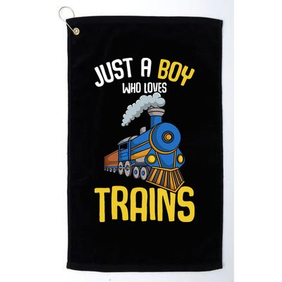 Just A Boy Who Loves Trains Locomotive Train Golf Towel