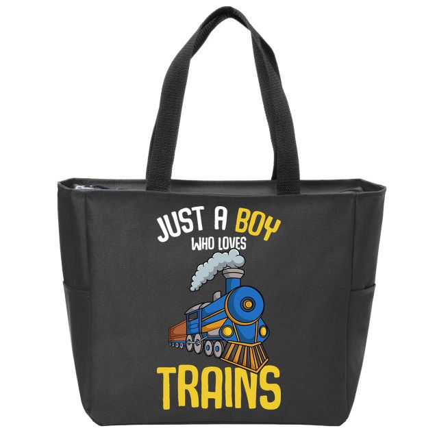 Just A Boy Who Loves Trains Locomotive Train Zip Tote Bag