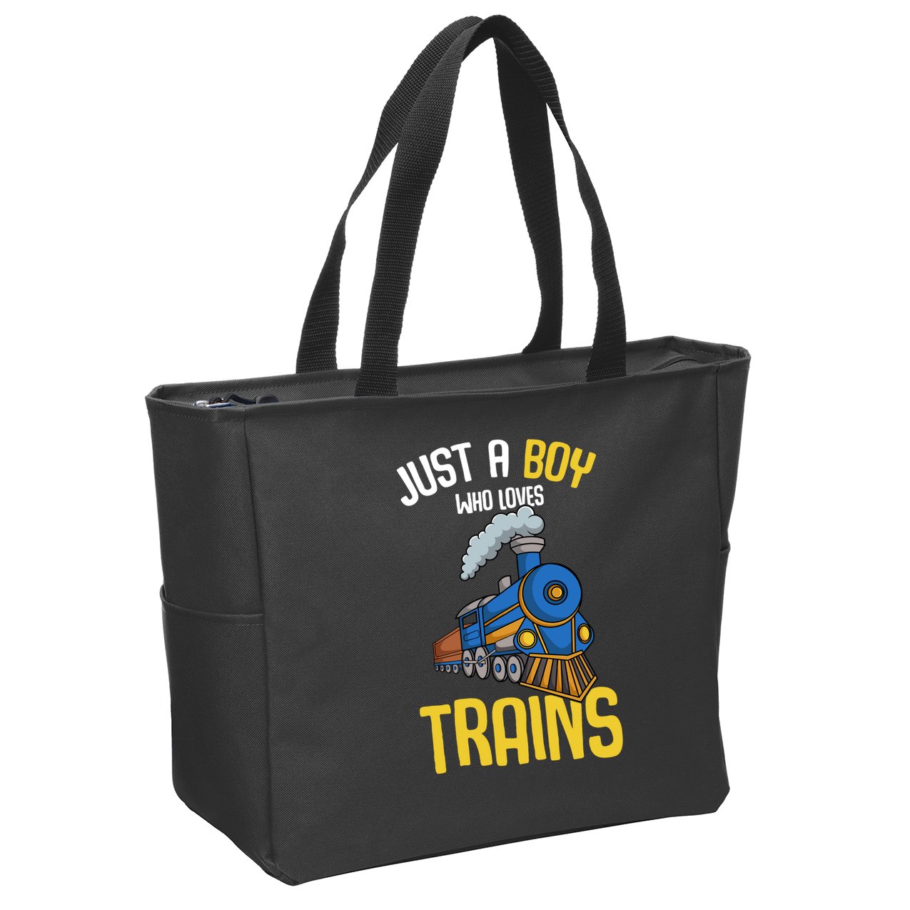 Just A Boy Who Loves Trains Locomotive Train Zip Tote Bag