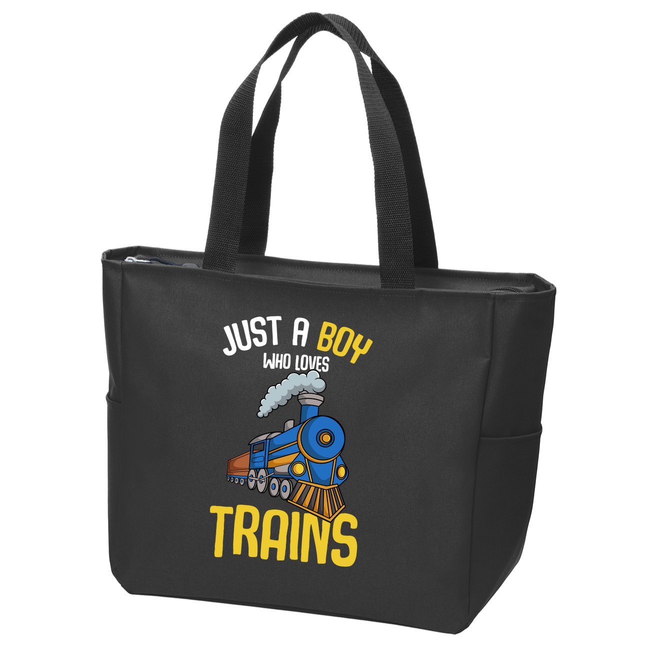 Just A Boy Who Loves Trains Locomotive Train Zip Tote Bag