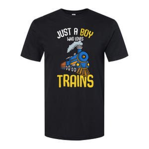 Just A Boy Who Loves Trains Locomotive Train Softstyle CVC T-Shirt