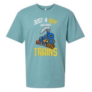 Just A Boy Who Loves Trains Locomotive Train Sueded Cloud Jersey T-Shirt