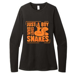 Just A Boy Who Loves Snakes Animal Sayings Snake Lover Womens CVC Long Sleeve Shirt