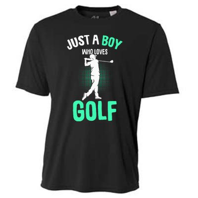 Just A Boy Who Loves Golf Club Golfer Golfing Cooling Performance Crew T-Shirt