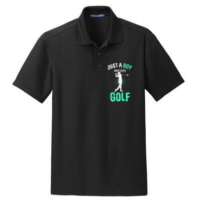 Just A Boy Who Loves Golf Club Golfer Golfing Dry Zone Grid Polo