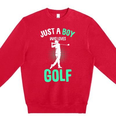 Just A Boy Who Loves Golf Club Golfer Golfing Premium Crewneck Sweatshirt