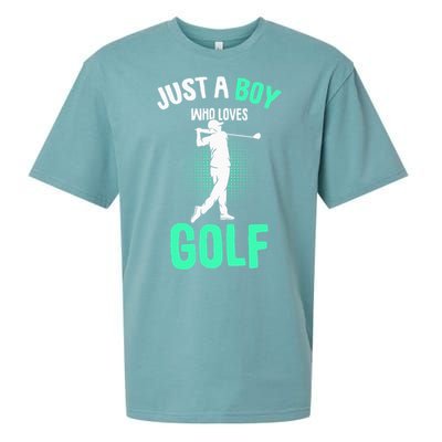 Just A Boy Who Loves Golf Club Golfer Golfing Sueded Cloud Jersey T-Shirt