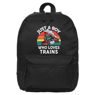 Just A Boy Who Loves Trains Train 16 in Basic Backpack