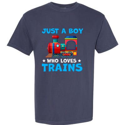 Just A Boy Who Loves Trains Cute Train Lovers Garment-Dyed Heavyweight T-Shirt