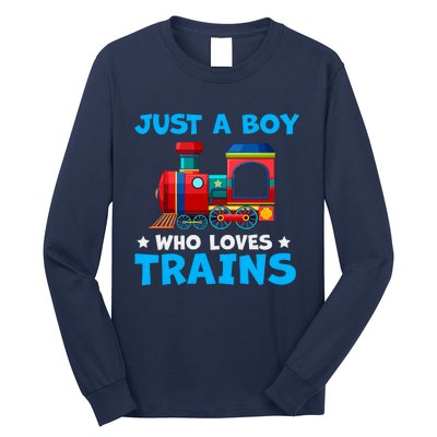 Just A Boy Who Loves Trains Cute Train Lovers Long Sleeve Shirt