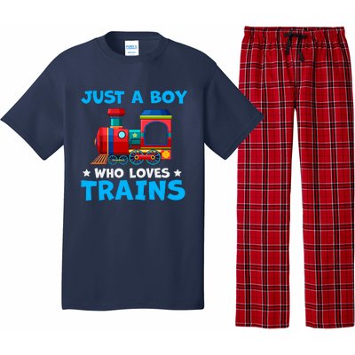 Just A Boy Who Loves Trains Cute Train Lovers Pajama Set