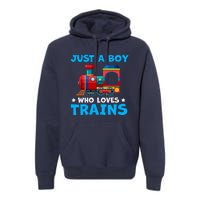 Just A Boy Who Loves Trains Cute Train Lovers Premium Hoodie