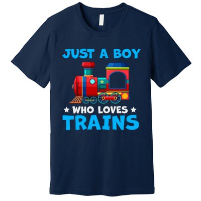 Just A Boy Who Loves Trains Cute Train Lovers Premium T-Shirt