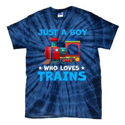 Just A Boy Who Loves Trains Cute Train Lovers Tie-Dye T-Shirt