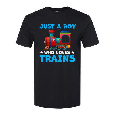 Just A Boy Who Loves Trains Cute Train Lovers Softstyle CVC T-Shirt