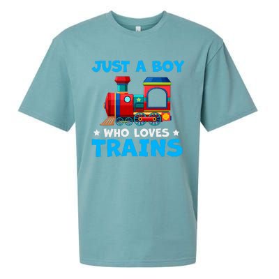 Just A Boy Who Loves Trains Cute Train Lovers Sueded Cloud Jersey T-Shirt