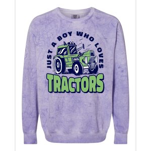 Just A Boy Who Loves Tractors Colorblast Crewneck Sweatshirt