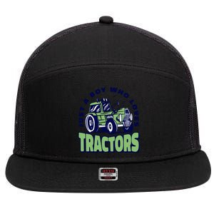 Just A Boy Who Loves Tractors 7 Panel Mesh Trucker Snapback Hat