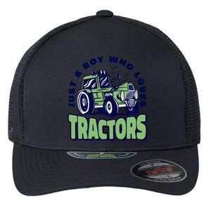 Just A Boy Who Loves Tractors Flexfit Unipanel Trucker Cap