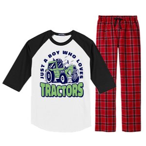 Just A Boy Who Loves Tractors Raglan Sleeve Pajama Set