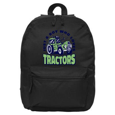 Just A Boy Who Loves Tractors 16 in Basic Backpack