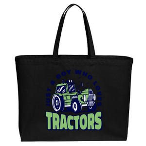 Just A Boy Who Loves Tractors Cotton Canvas Jumbo Tote