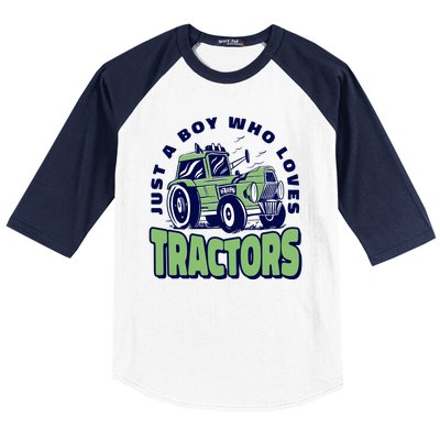 Just A Boy Who Loves Tractors Baseball Sleeve Shirt