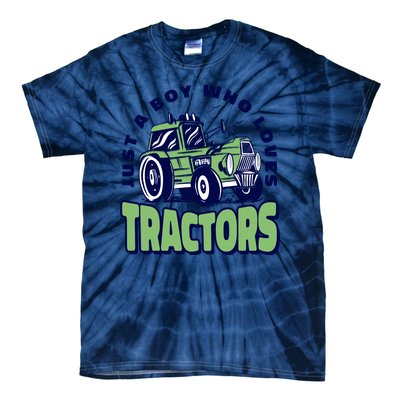 Just A Boy Who Loves Tractors Tie-Dye T-Shirt