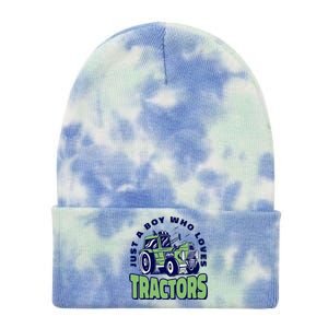 Just A Boy Who Loves Tractors Tie Dye 12in Knit Beanie