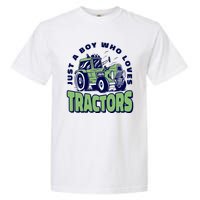 Just A Boy Who Loves Tractors Garment-Dyed Heavyweight T-Shirt