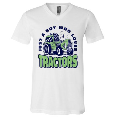 Just A Boy Who Loves Tractors V-Neck T-Shirt