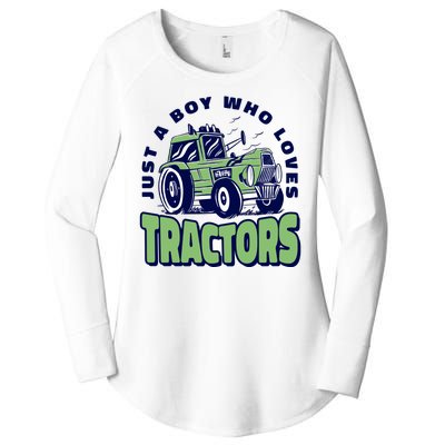 Just A Boy Who Loves Tractors Women's Perfect Tri Tunic Long Sleeve Shirt