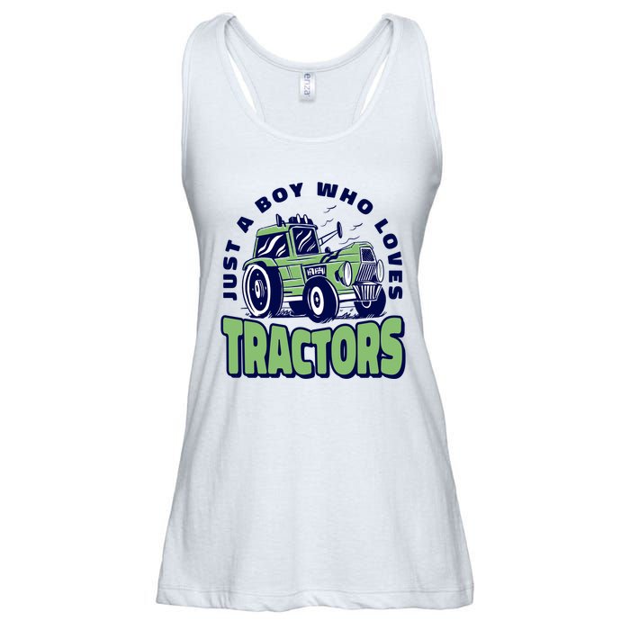 Just A Boy Who Loves Tractors Ladies Essential Flowy Tank
