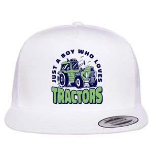 Just A Boy Who Loves Tractors Flat Bill Trucker Hat