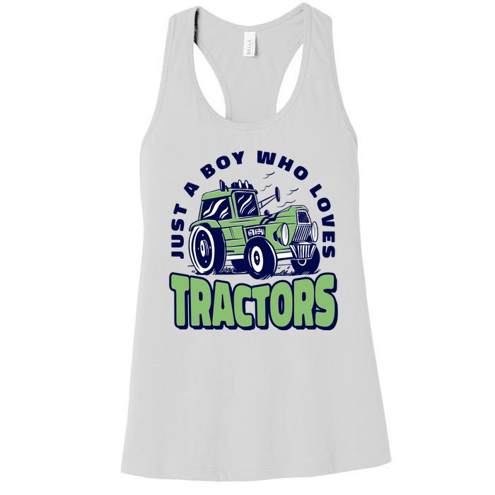 Just A Boy Who Loves Tractors Women's Racerback Tank