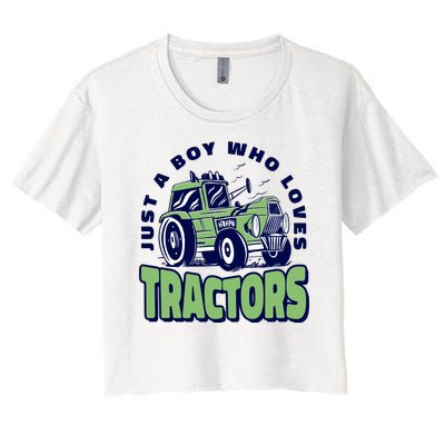 Just A Boy Who Loves Tractors Women's Crop Top Tee