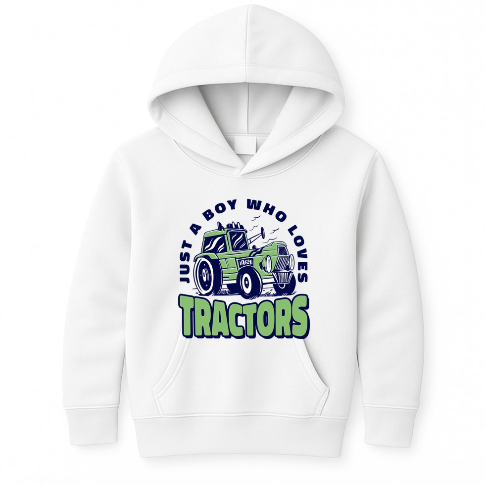 Just A Boy Who Loves Tractors Kids Hoodie