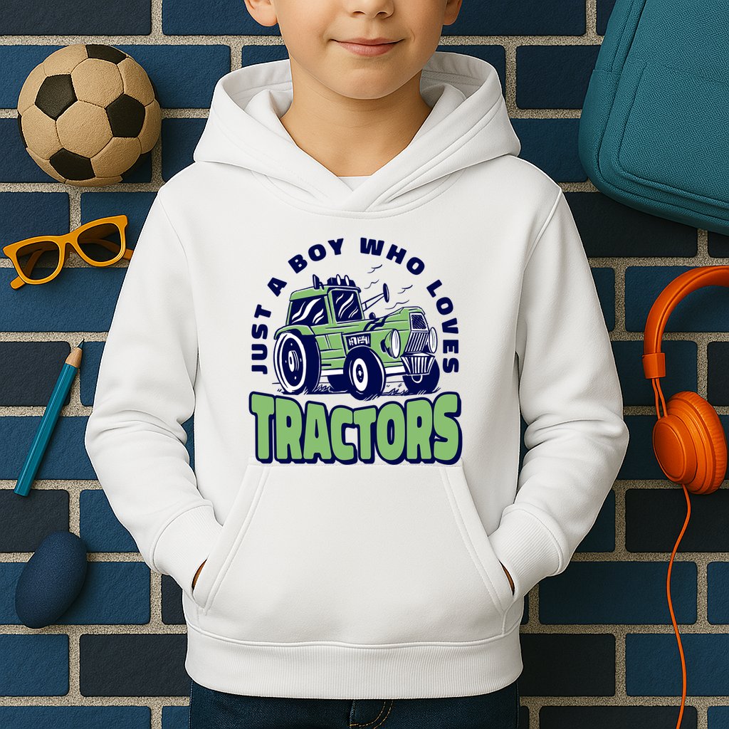 Just A Boy Who Loves Tractors Kids Hoodie