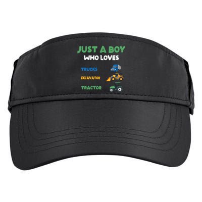 Just A Boy Who Loves Trucks Excavators Tractors Vehicle Adult Drive Performance Visor