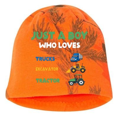 Just A Boy Who Loves Trucks Excavators Tractors Vehicle Kati - Camo Knit Beanie