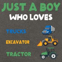 Just A Boy Who Loves Trucks Excavators Tractors Vehicle Cotton Canvas Backpack