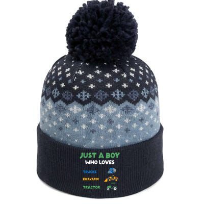 Just A Boy Who Loves Trucks Excavators Tractors Vehicle The Baniff Cuffed Pom Beanie