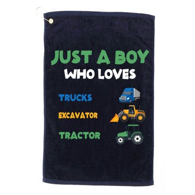 Just A Boy Who Loves Trucks Excavators Tractors Vehicle Golf Towel