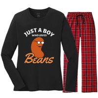 Just A Boy Who Loves Baked Beans Women's Long Sleeve Flannel Pajama Set 